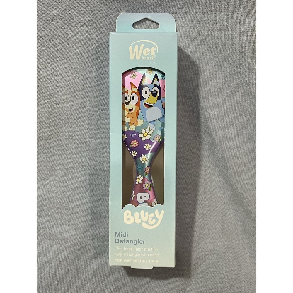 NEW Midi Detangler Hair Brush - Wet Brush x Bluey - Purple w/ Bluey & Bingo
